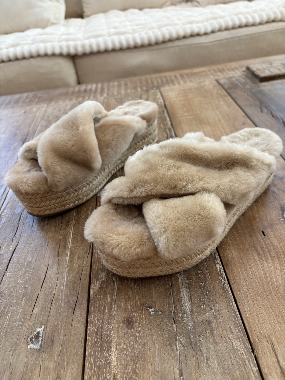 Miu Miu Shearling Cross Cross Platforms